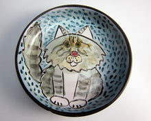 Load image into Gallery viewer, Grey and White Maine Coon Cat Feeding Dish