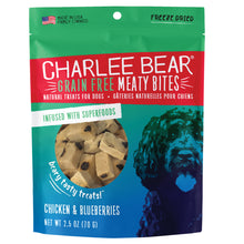 Load image into Gallery viewer, Charlee Bear Chicken & Blueberries Meaty Bites Freeze Dried Dog Treats, 2.5oz Bag