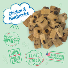 Load image into Gallery viewer, Charlee Bear Chicken &amp; Blueberries Meaty Bites Freeze Dried Dog Treats, 2.5oz Bag
