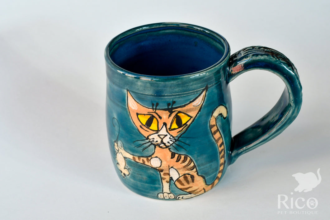 Kitty Mug, Dark Turquoise