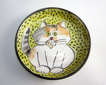 Load image into Gallery viewer, Calico Grey Orange White Cat Feeding Dish