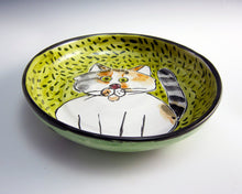 Load image into Gallery viewer, Calico Grey Orange White Cat Feeding Dish