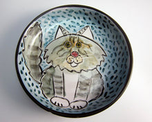 Load image into Gallery viewer, Grey and White Maine Coon Cat Feeding Dish
