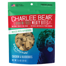 Load image into Gallery viewer, Charlee Bear Chicken &amp; Blueberries Meaty Bites Freeze Dried Dog Treats, 2.5oz Bag
