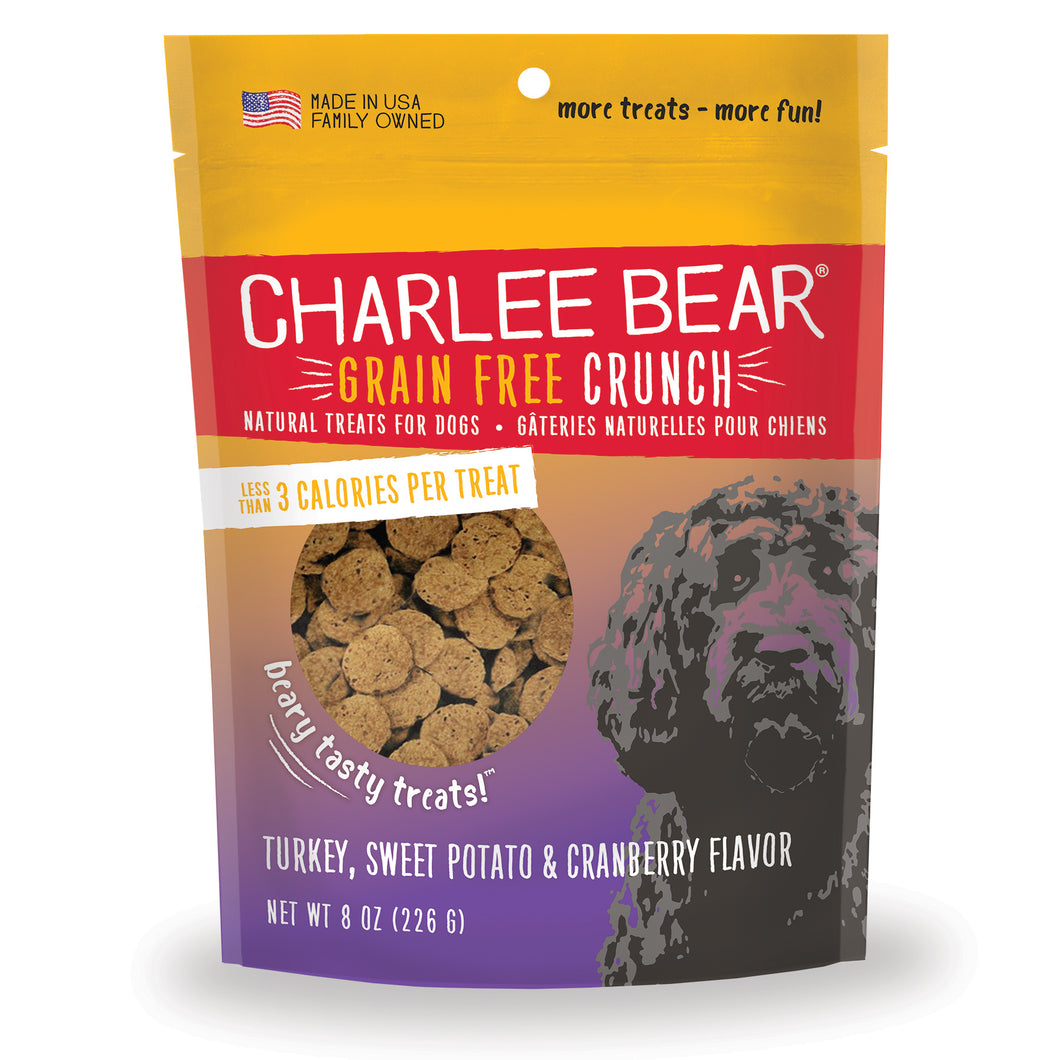 Charlie Bear Turkey, Sweet Potato & Cranberry Crunch Dog Treats, 8oz Bag