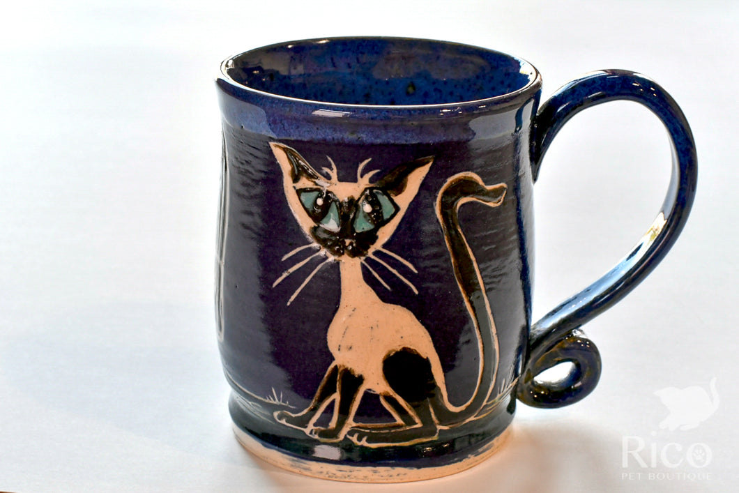 Kitty Mug, Royal Blue & Black