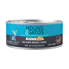 Load image into Gallery viewer, Hound &amp; Gatos 98% Salmon, Mackerel &amp; Sardine Grain Free Canned Cat Food, 5.5 oz - Case of 24
