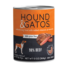 Load image into Gallery viewer, Hound &amp; Gatos 98% Beef Grain-Free Canned Dog Food, 13 oz - Case of 12

