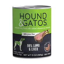 Load image into Gallery viewer, Hound &amp; Gatos 98% Lamb &amp; Liver Grain-Free Canned Dog Food, 13 oz - Case of 12
