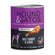 Load image into Gallery viewer, Hound &amp; Gatos 98% Turkey &amp; Liver Grain-Free Canned Dog Food, 13 oz - Case of 12
