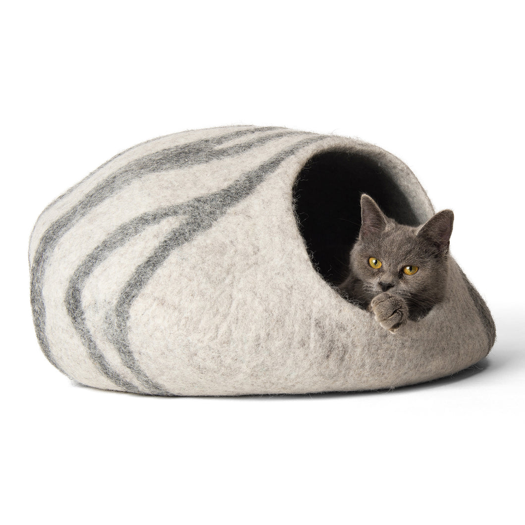 Fog Grey Wool Cat Cave Bed